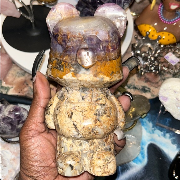 Crystal Luxury Psychology Other - Natural Opalized Fluorite Root Stone Bear Custom